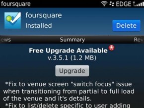 Foursquare for BlackBerry updated to v3.5.1